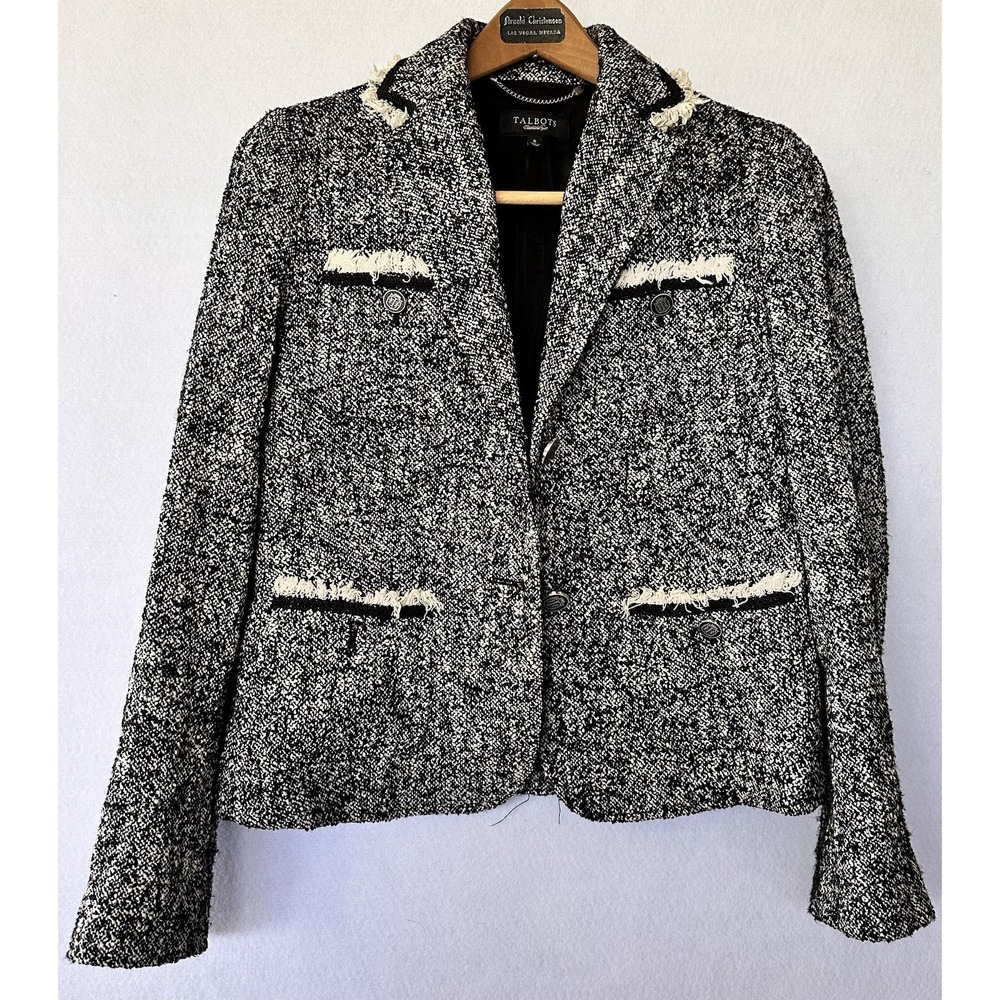 Talbots Tweed Blazer Career Business Office Professional Women's Sz 6 Black